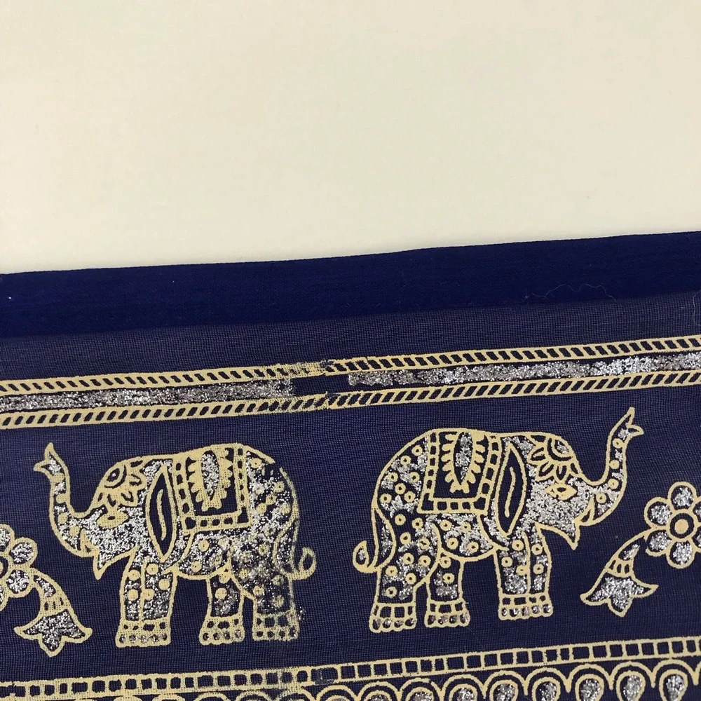 Semi-sheer Purple & Blue Ombre Glitter Elephant Tapestry (7 x 3.5 ft)